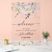 PixDezinesエレガント赤面ピンクガムユーカリ アクリルサイン (ウェディング)