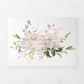 PixDezinesエレガント赤面ピンクユーカリ 三つ折り招待状 (カバー)