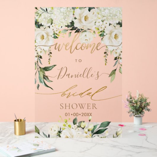 PixDezinesエレガント赤面ピンクローゼアンスリウム アクリルサイン (ウェディング)