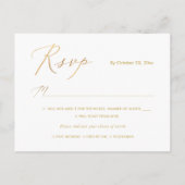 PixDezinesエレガント金ゴールド書道RSVP w食事 インビテーションポストカード (裏面)