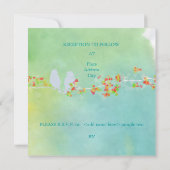 PixDezinesオリジナルラブバードオン水色 招待状 (裏面)