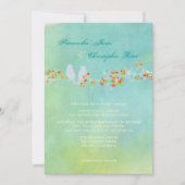 PixDezinesオリジナルラブバードオン水色 招待状 (正面)