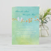 PixDezinesオリジナルラブバードオン水色 招待状 (スタンド正面)