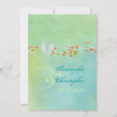 PixDezinesオリジナルラブバードオン水色 招待状 (裏面)