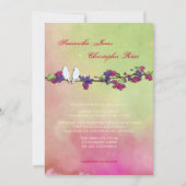 PixDezinesオリジナルラブバード水彩画 招待状 (正面)