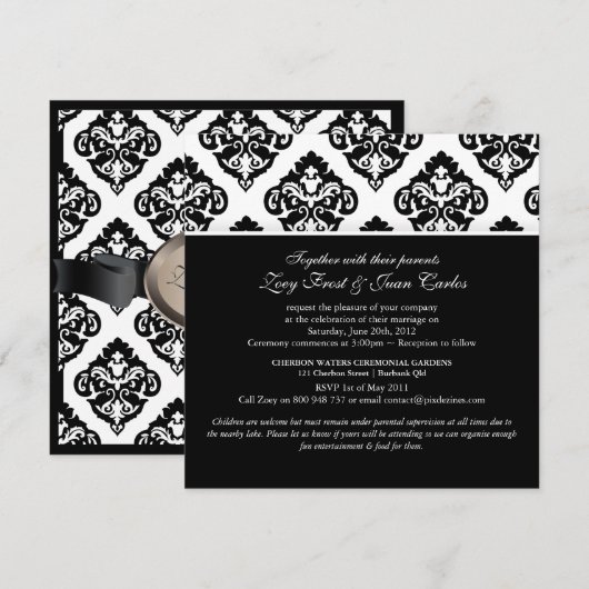 PixDezinesオリビア ダマスク 招待状 (正面/裏面)