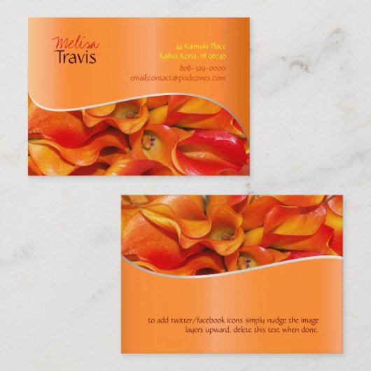 PixDezinesオレンジカラユリ 名刺 (正面/裏面)