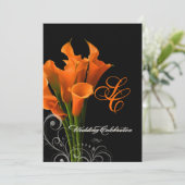 PixDezinesオレンジカラリー/DIY背景色 招待状 (スタンド正面)