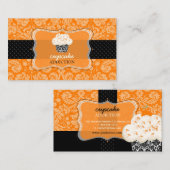 PixDezinesオレンジチョコレートカップケーキ/パティシセリ 名刺 (正面/裏面)