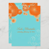 PixDezinesオレンジ色のランタン/暗い背景色 招待状 (正面/裏面)