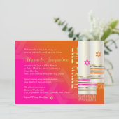 PixDezinesオレンジ/ピンクタリットB'not（ユダヤ教の）バル・ミツバーカラー 招待状 (スタンド正面)