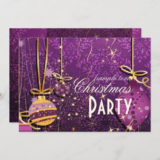 PixDezinesオーナメント+クリスマスツきらめくリー/DIY 招待状 (正面/裏面)