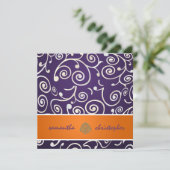 PixDezinesカップケーキが旋回/紫+オレンジ 招待状 (スタンド正面)