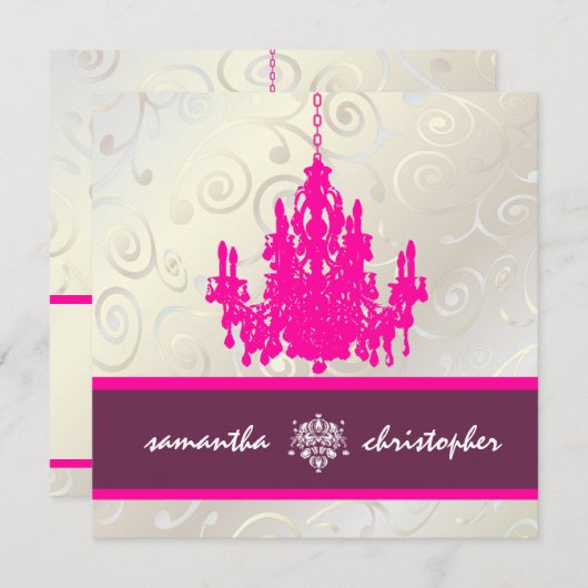 PixDezinesカップケーキが渦巻き+シャンデリア 招待状 (正面/裏面)