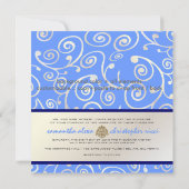 PixDezinesカップケーキが青と真珠で渦巻く 招待状 (裏面)
