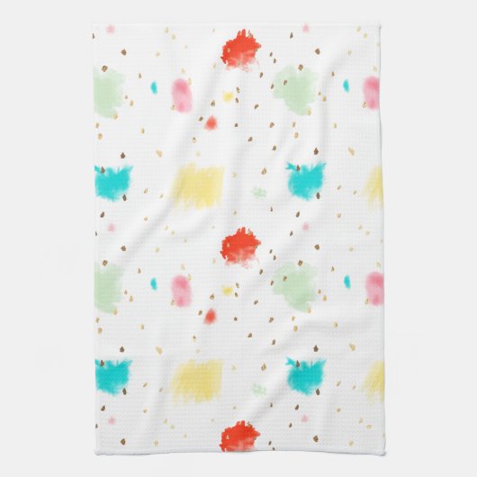 PixDezinesカップケーキの振りかけ/フェイク金ゴールド キッチンタオル (縦)