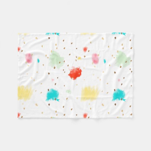 PixDezinesカップケーキの振りかけ/フェイク金ゴールド フリースブランケット (正面(横))