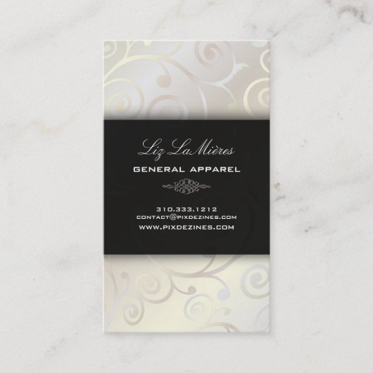 PixDezinesカップケーキの渦巻き+真珠のような白 名刺 (正面)