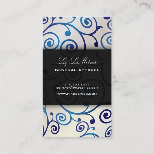 PixDezinesカップケーキ渦巻き+ブルーサファイア 名刺 (正面)
