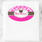 PixDezinesカップケーキ+ダマスク/DIYカラー 楕円形シール (バッグ)