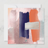 PixDezinesカラーブロックアモダンートコーラル赤面海軍 招待状 (裏面)