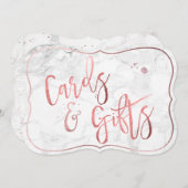 PixDezinesカード+ギフト大理石+バラ金ゴールド/テーブルサイン 招待状 (正面/裏面)