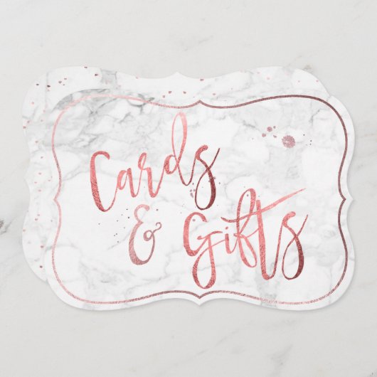 PixDezinesカード+ギフト大理石+バラ金ゴールド/テーブルサイン 招待状 (正面/裏面)