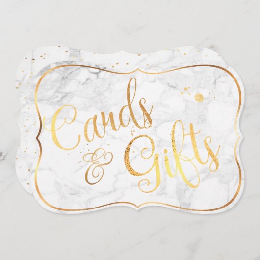 PixDezinesカード+ギフト大理石+フェイク金ゴールド/テーブル記号 (正面/裏面)
