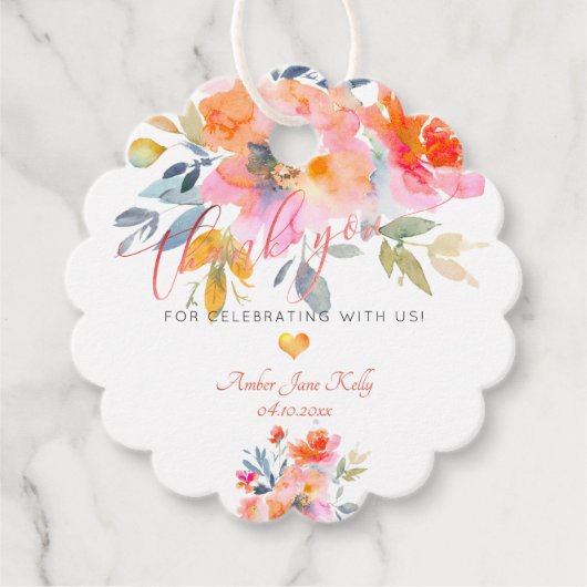 PixDezinesガーデンバラ水彩サンキュー フェイバータグ (正面)