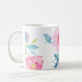 PixDezinesガーデンバラ水彩花 コーヒーマグカップ (左)