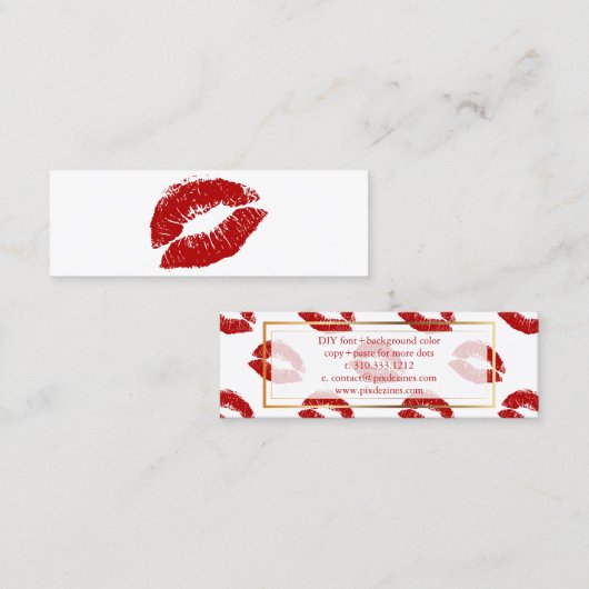 PixDezinesキス、キス赤い唇 スキニー名刺 (正面/裏面)