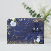 PixDezinesキンセアニェラありがとうネイビーブルー金ゴールド 招待状 (スタンド正面)