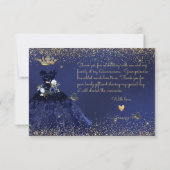 PixDezinesキンセアニェラありがとうネイビーブルー金ゴールド 招待状 (裏面)