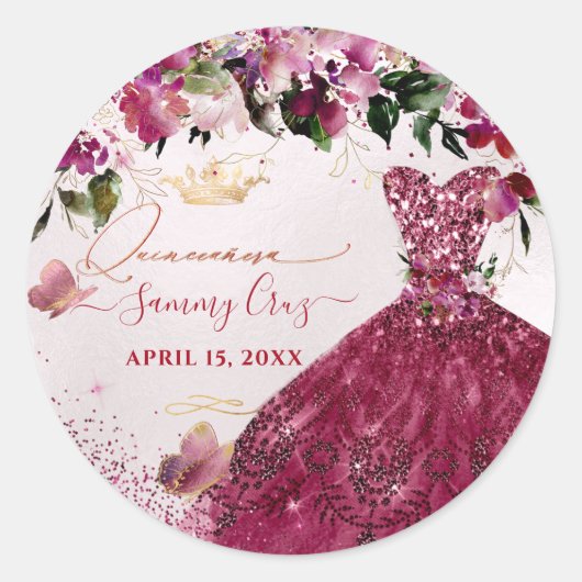 PixDezinesキンセアニェラさくらんぼレッドグリッタードレス ラウンドシール (正面)