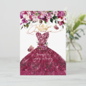 PixDezinesキンセアニェラさくらんぼレッドドレス 招待状 (スタンド正面)