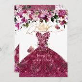 PixDezinesキンセアニェラさくらんぼレッドドレス 招待状 (正面/裏面)