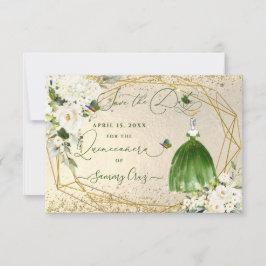 PixDezinesキンセアニェラエメラルドグリーンドレスカード セーブザデート