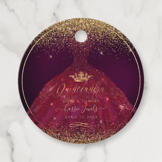 PixDezinesキンセアニェラグリッターブルゴーニュ フェイバータグ (正面)