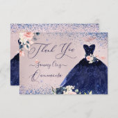 PixDezinesキンセアニェラサンキューネイビーブルー 招待状 (正面/裏面)