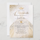 PixDezinesキンセアニェラシャンパン金ゴールドグリッターガウン 招待状 (裏面)