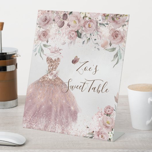 PixDezinesキンセアニェラダスティバラスイートテーブル 台座サイン (インサイチュ)