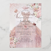 PixDezinesキンセアニェラダスティバラ金ゴールドガウン 箔招待状 (裏面)