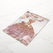 PixDezinesキンセアニェラダスティバラ金ゴールドガウン 箔招待状 (回転した状態)