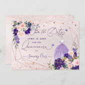 PixDezinesキンセアニェラダスティパープルドレスインビタット 招待状 (正面/裏面)