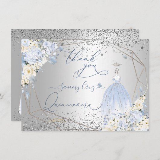 PixDezinesキンセアニェラダスティブルードレスサンキュー 招待状 (正面/裏面)