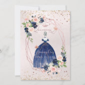 PixDezinesキンセアニェラネイビーバラ金ゴールドH2フラワーズ 招待状 (正面)