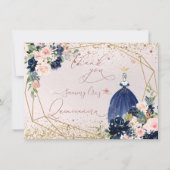 PixDezinesキンセアニェラネービーブルーサンキューカード 招待状 (正面)