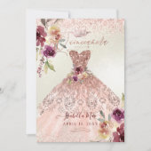 PixDezinesキンセアニェラバラ金ゴールドグリッターガウン 招待状 (正面)