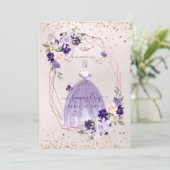 PixDezinesキンセアニェラパープルバラ金ゴールド花I 招待状 (スタンド正面)