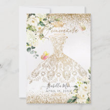 PixDezinesキンセアニェラホワイト金ゴールドグリッターガウン